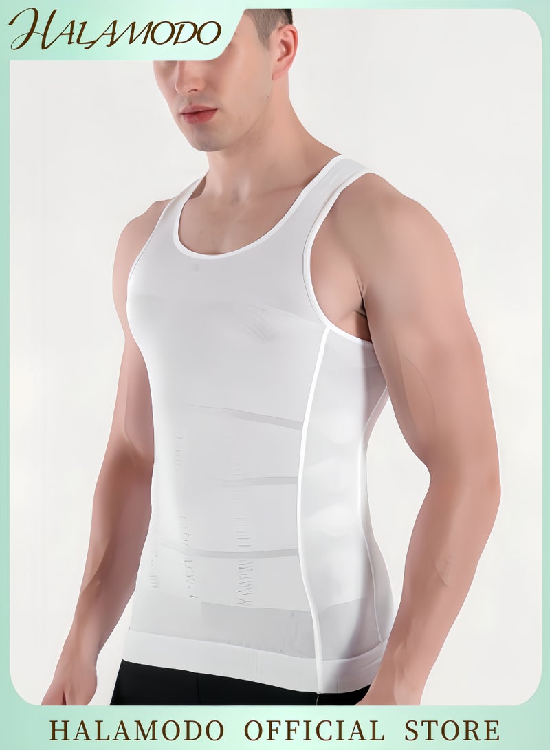 HALAMODO Men's Body Shaper Slimming Vest Tummy Control Shapewear Thermal Compression Base Layer Slim Muscle Shirt Tank Top Shapewear - Image 1