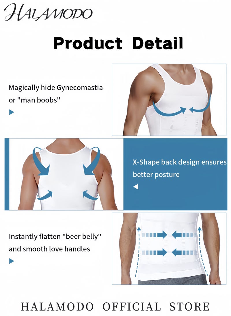 HALAMODO Men's Body Shaper Slimming Vest Tummy Control Shapewear Thermal Compression Base Layer Slim Muscle Shirt Tank Top Shapewear - Image 3