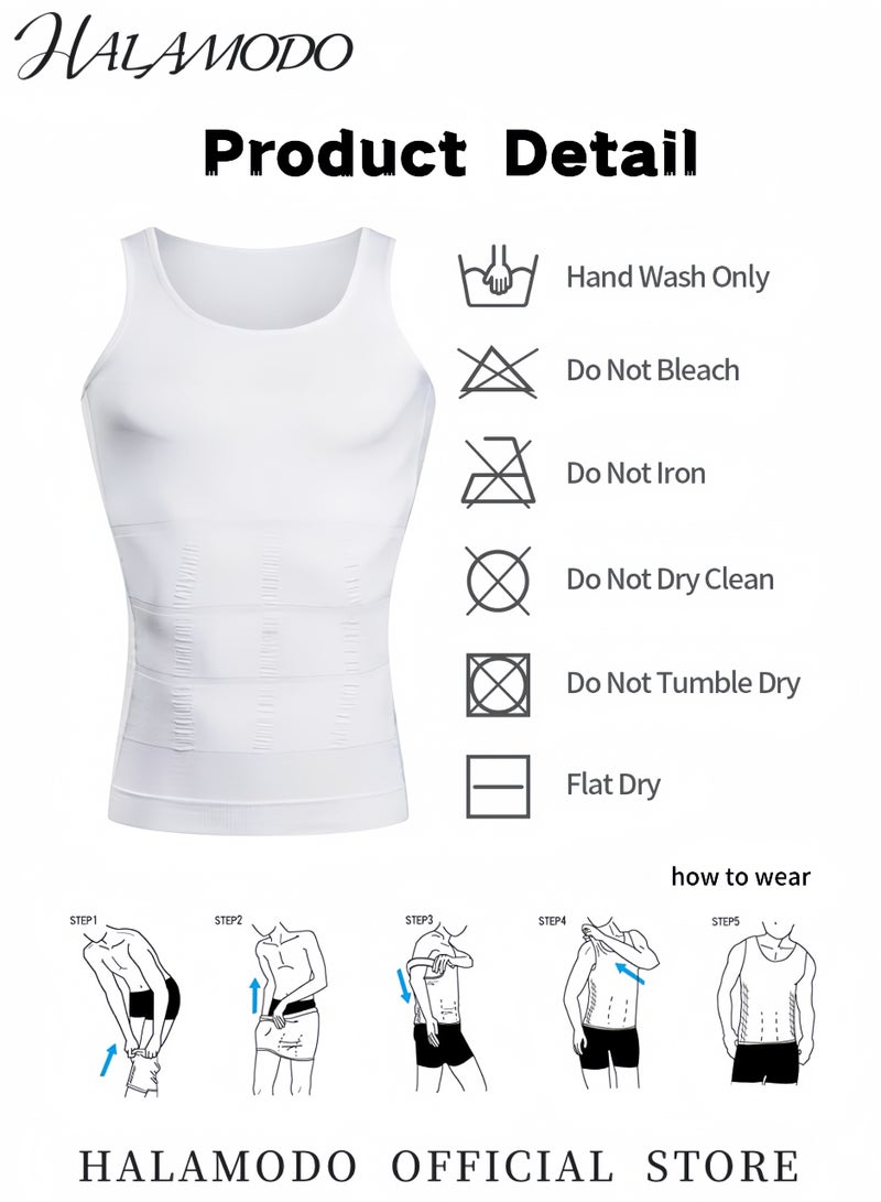 HALAMODO Men's Body Shaper Slimming Vest Tummy Control Shapewear Thermal Compression Base Layer Slim Muscle Shirt Tank Top Shapewear - Image 4