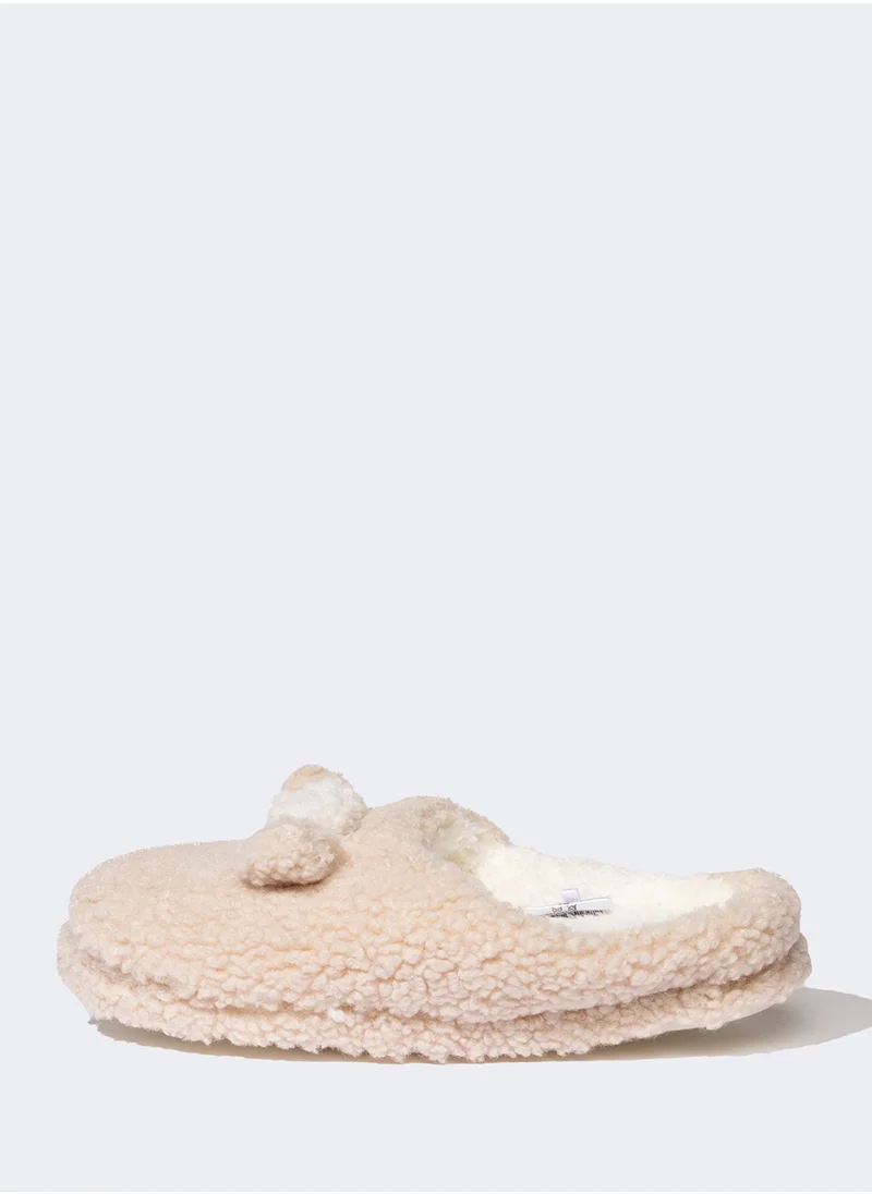 ديفاكتو Bow Detailed Flat Sole Plush Slippers