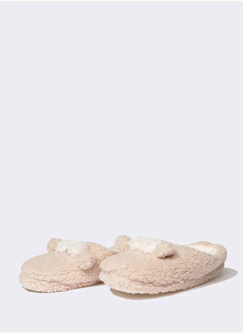 DeFacto Bow Detailed Flat Sole Plush Slippers