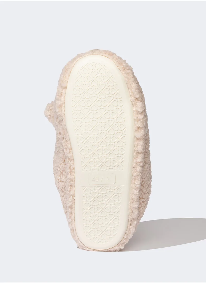 DeFacto Bow Detailed Flat Sole Plush Slippers