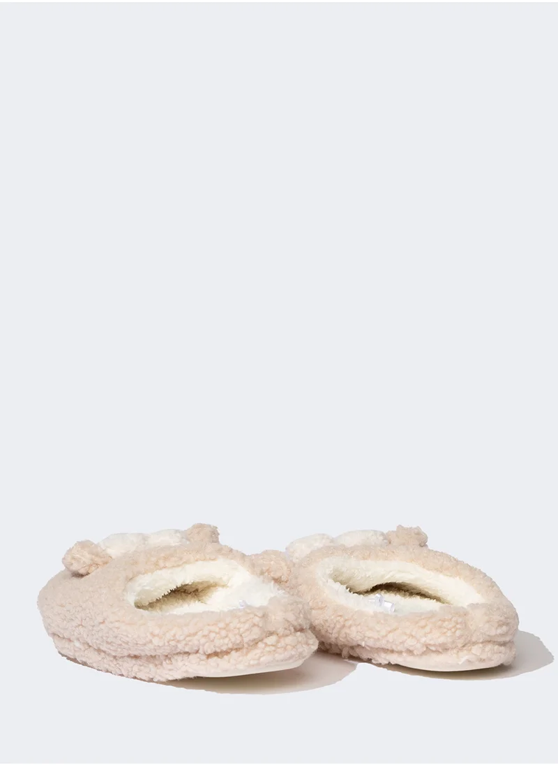 DeFacto Bow Detailed Flat Sole Plush Slippers