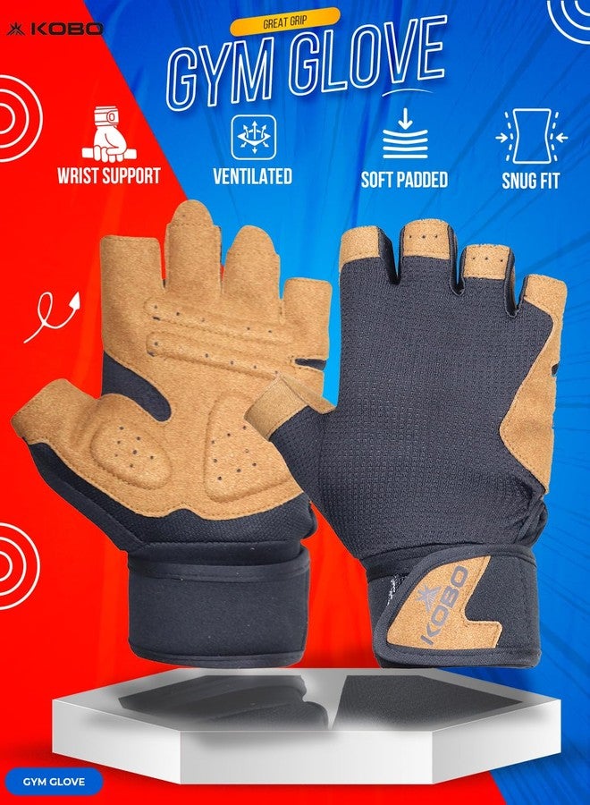Kobo WTG-69 Weight Lifting Gym Gloves Hand Protector for Fitness Training with Wrist Support (Large) - Image 2