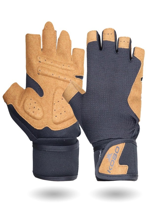 Kobo WTG-69 Weight Lifting Gym Gloves Hand Protector for Fitness Training with Wrist Support (Large) - Image 1