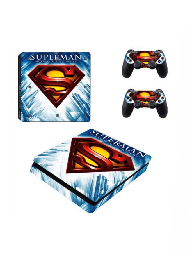 NIBEMINENT - 4-Piece Superman Themed Console And Controller Sticker Set For PlayStation 4 Slim - Image 1