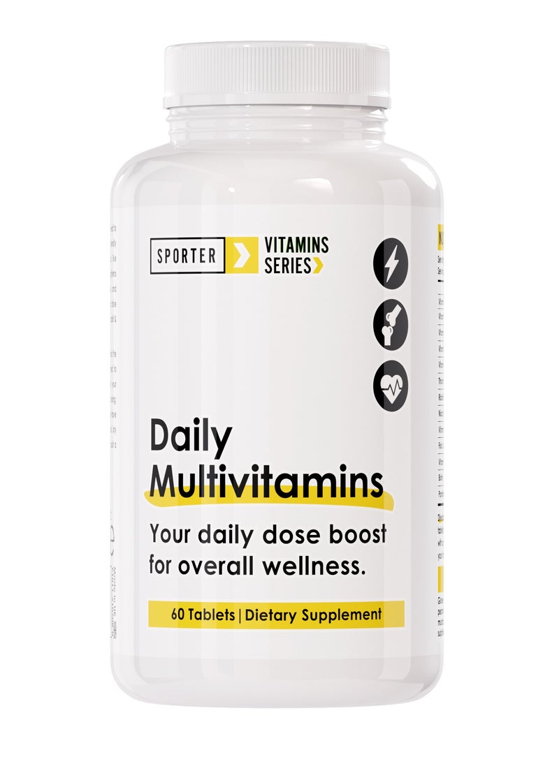 Sporter Daily Multivitamins – 60 Tablets | High-Potency Multivitamin Supplement | Energy, Immunity & Bone Support | Vegan-Friendly | Complete Daily Health Formula - Image 1