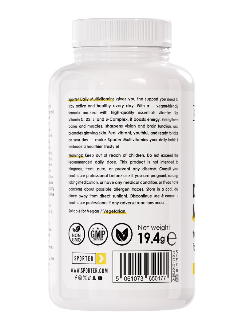 Sporter Daily Multivitamins – 60 Tablets | High-Potency Multivitamin Supplement | Energy, Immunity & Bone Support | Vegan-Friendly | Complete Daily Health Formula - Image 2