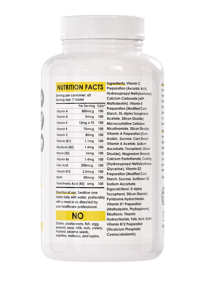 Sporter Daily Multivitamins – 60 Tablets | High-Potency Multivitamin Supplement | Energy, Immunity & Bone Support | Vegan-Friendly | Complete Daily Health Formula - Image 3