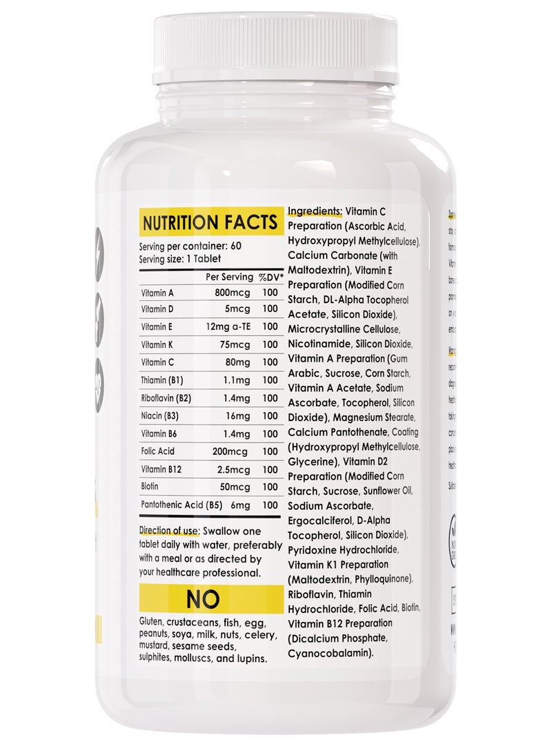 Sporter Daily Multivitamins – 60 Tablets | High-Potency Multivitamin Supplement | Energy, Immunity & Bone Support | Vegan-Friendly | Complete Daily Health Formula - Image 2