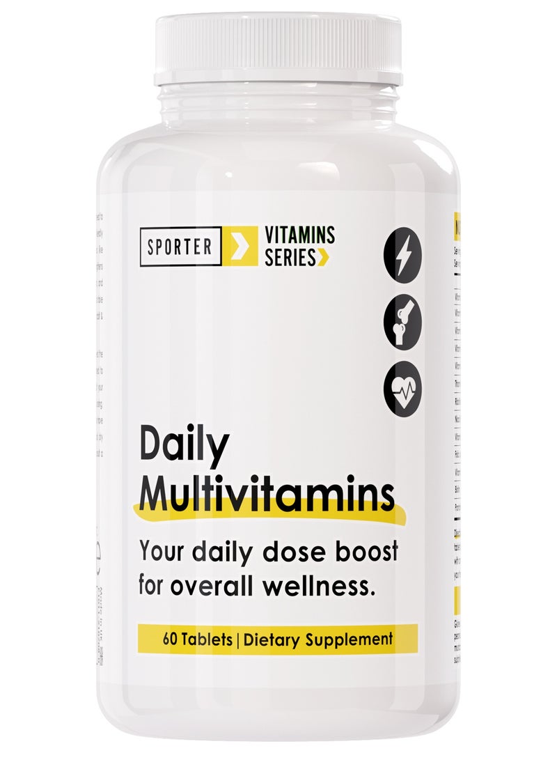 Sporter Daily Multivitamins – 60 Tablets | High-Potency Multivitamin Supplement | Energy, Immunity & Bone Support | Vegan-Friendly | Complete Daily Health Formula - Image 1