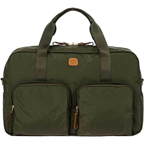 Bric's Bric’s X-Bag 18-Inch Cargo Carry-On Duffle, Water-Resistant Satin Nylon Travel Bag with Leather Handles, Laptop Sleeve, Front Zip Pockets and Luggage Pass-Through - Olive - Image 4