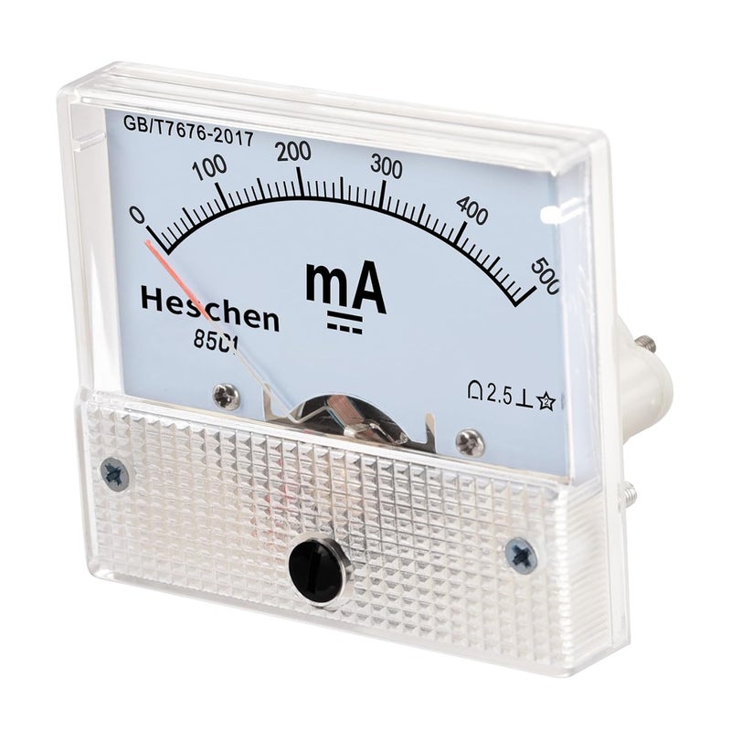 Heschen 85C1-500mA مقياس تيار مستطيل مثبت على اللوحة مقياس أمبير DC 0-500 mA فئة 2.5 أبيض - Image 5