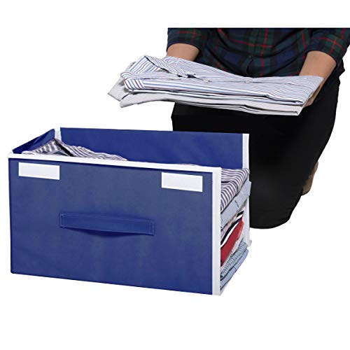 HomeStrap Stackable Non Woven Shirt Organizer with Cover Lid (Navy Blue) - Pack of 2 - Image 4
