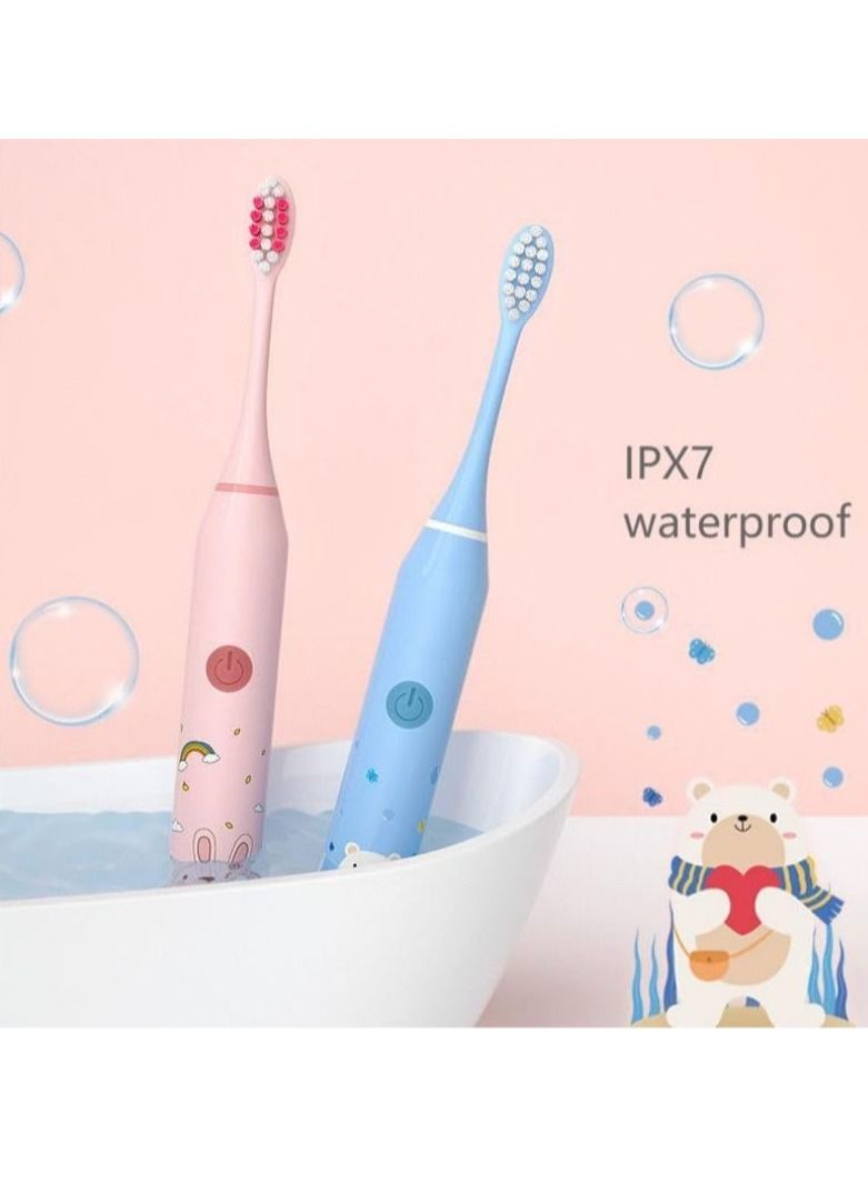 كول بيبي أطفال فرشاة الأسنان الكهربائية لطيف الكرتون فرشاة الأسنان الكهربائية لينة الشعر توقيت ذكي سونيك فرشاة الأسنان الكهربائية الزرقاء - Image 5