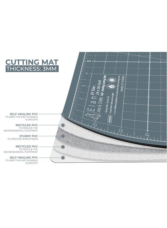 Elan Cutting Mat A1 Gray, Large Self Healing Cutting Mat 24 x 36 Inch, 5-Ply Craft Board Gray, Hobby Board for Crafts 24x36 Inch - Image 3