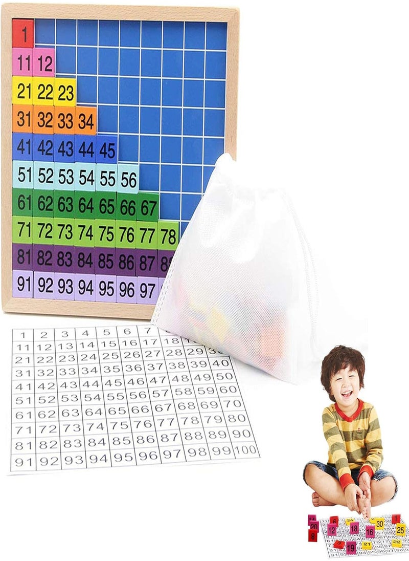 GGOOT Montessori Math Board | Number Recognition Games For Kindergarten | Toddler Learning Activities, Hundred Board Montessori Wood Educational Game For Kids  - Image 5