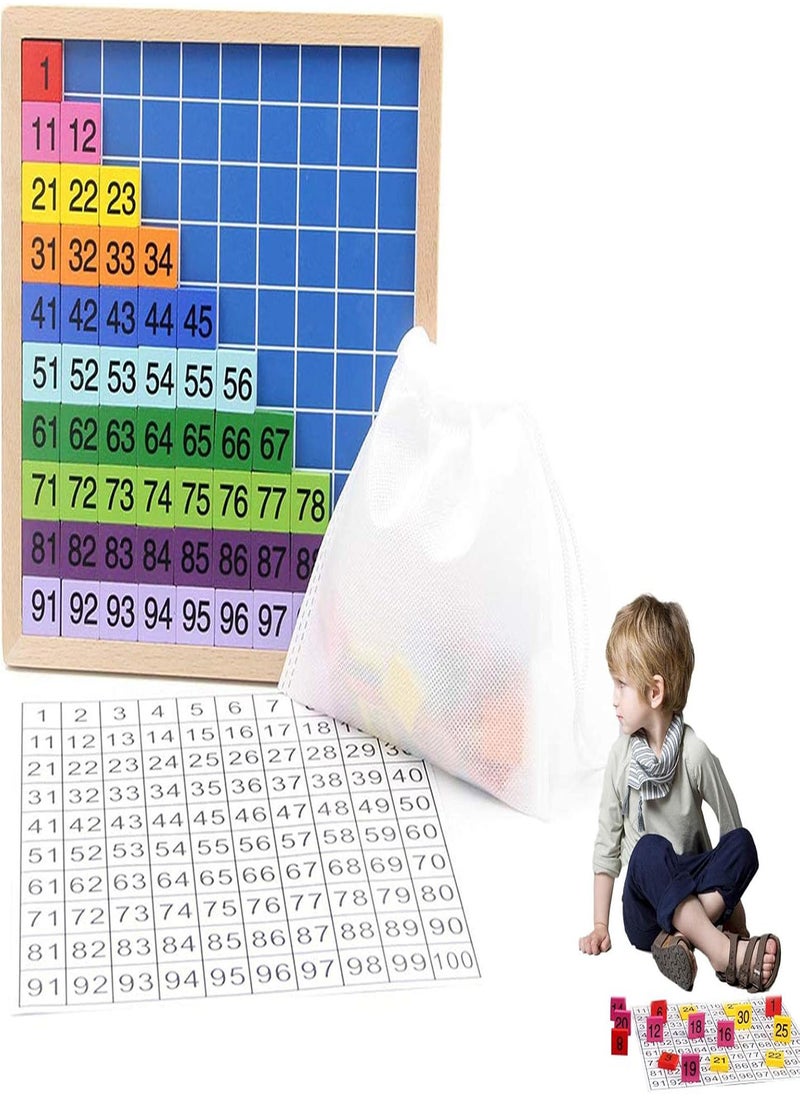 GGOOT Montessori Math Board | Number Recognition Games For Kindergarten | Toddler Learning Activities, Hundred Board Montessori Wood Educational Game For Kids  - Image 1