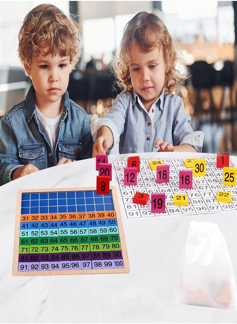 GGOOT Montessori Math Board | Number Recognition Games For Kindergarten | Toddler Learning Activities, Hundred Board Montessori Wood Educational Game For Kids  - Image 2