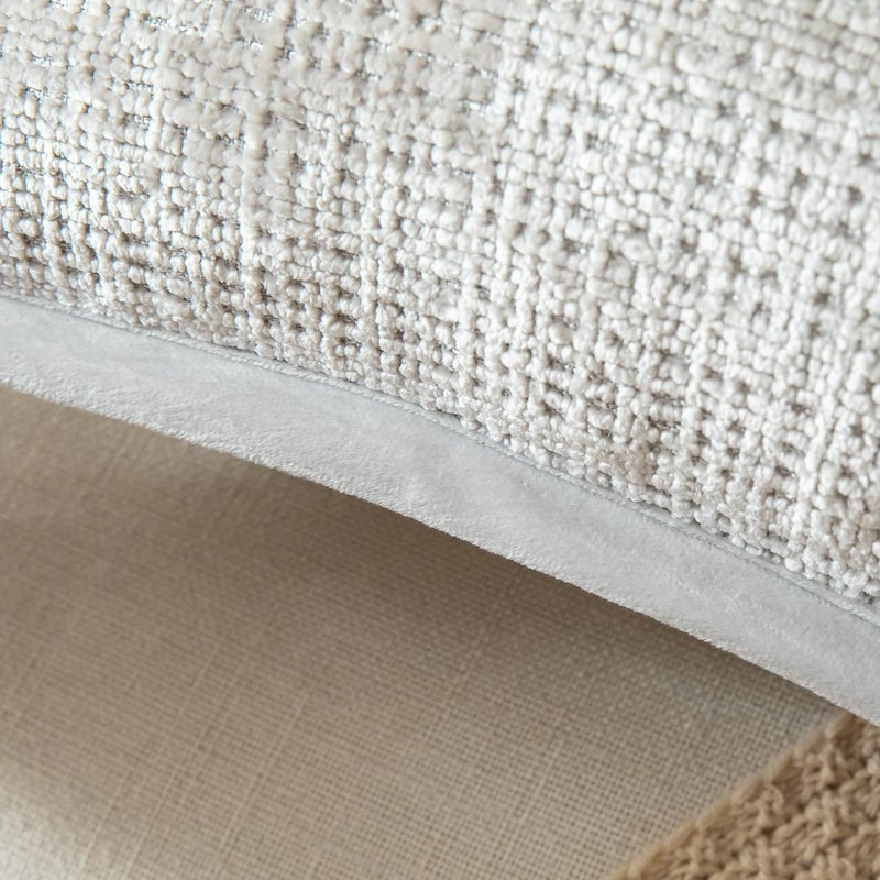 Yaertun Pack of 2 Chenille Textured Decorative Throw Pillow Covers Accent Solid Cushion Cover Soft Cozy Pillow Case with Velvet Back for Couch Sofa Bed Living Room 20x20 Inch Pearl Grey - Image 3