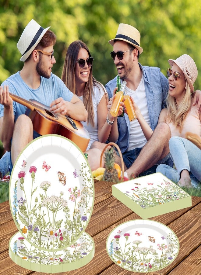 LDFDRT 40 pcs Pary Paper Plates and Napkins Disposable Spring Flower 9 inch 20 pcs Dessert Party Plates & 20 pcs Napkins Tableware for Wedding Party Decorations - Image 4