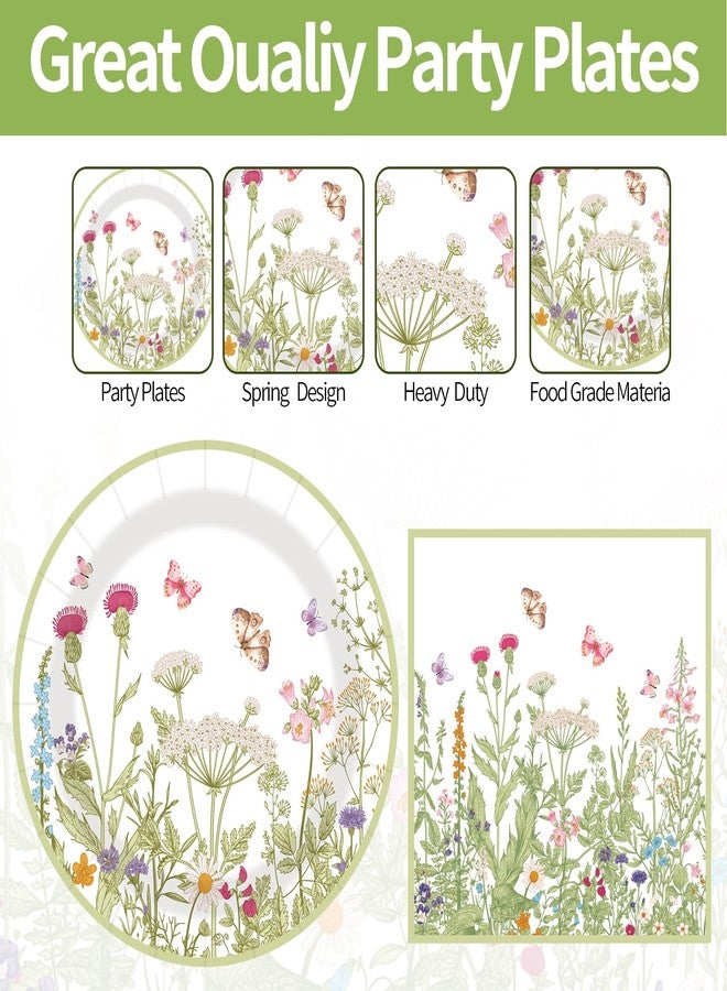 LDFDRT 40 pcs Pary Paper Plates and Napkins Disposable Spring Flower 9 inch 20 pcs Dessert Party Plates & 20 pcs Napkins Tableware for Wedding Party Decorations - Image 3