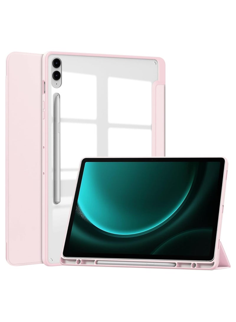 VKL Hybrid Slim Case for Samsung Galaxy Tab S9 FE 10.9 Inch/Galaxy Tab S9 11 Inch 2023, Ratesell Shockproof Cover with Clear Transparent Back Shell, with S Pen Holder Pink - Image 1