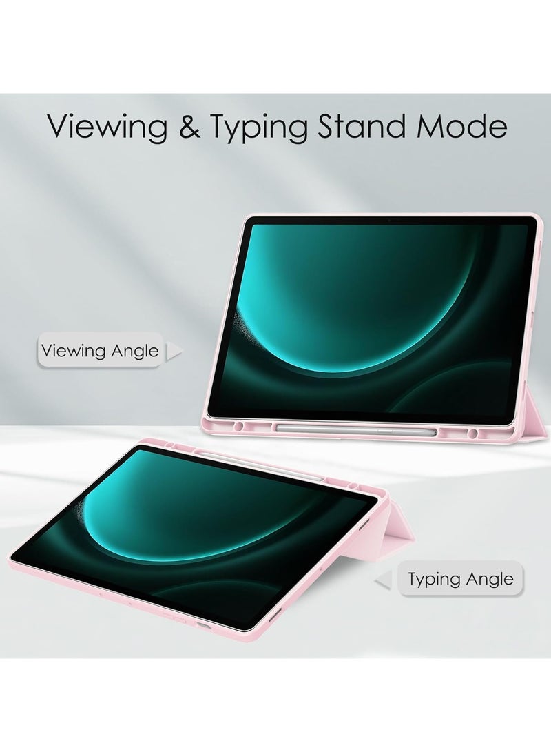 VKL Hybrid Slim Case for Samsung Galaxy Tab S9 FE 10.9 Inch/Galaxy Tab S9 11 Inch 2023, Ratesell Shockproof Cover with Clear Transparent Back Shell, with S Pen Holder Pink - Image 3