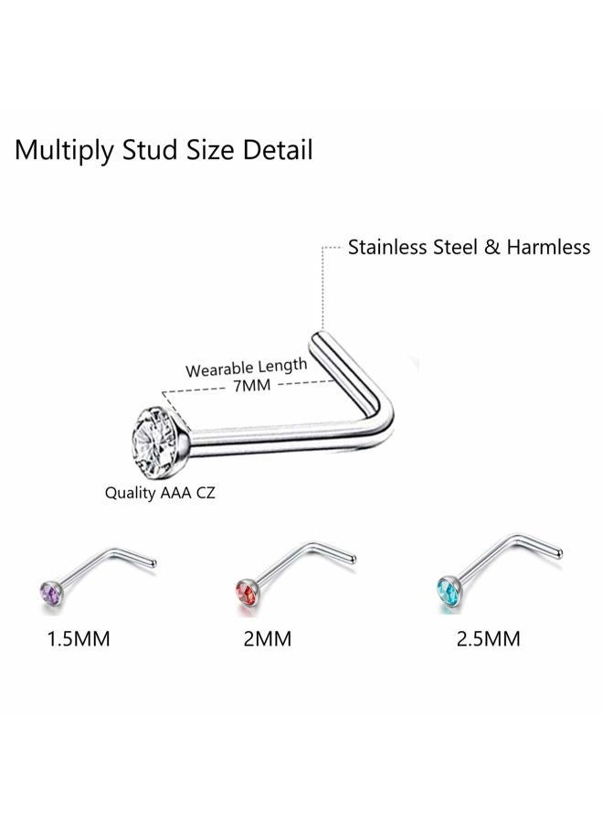 NewCraft 3 Sets 160Pcs Nose Rings Studs and Nose Rings Hoops, Surgical Stainless Steel Hypoallergenic Nose Piercing Jewelry for Women Men and Ideal Gift, Metal, drusy quartz - Image 5