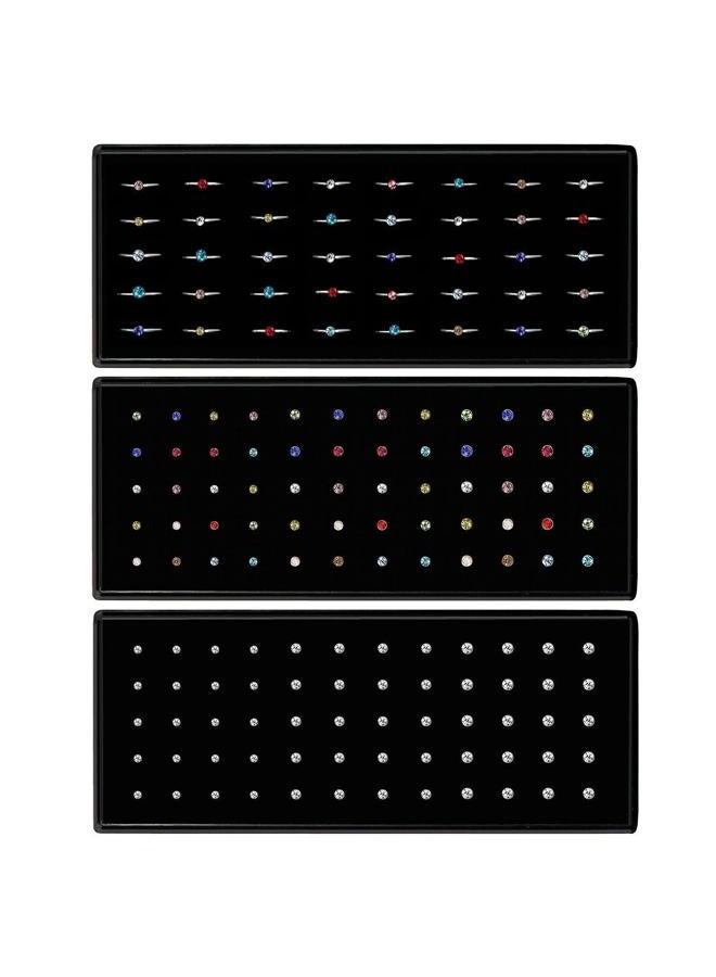 NewCraft 3 Sets 160Pcs Nose Rings Studs and Nose Rings Hoops, Surgical Stainless Steel Hypoallergenic Nose Piercing Jewelry for Women Men and Ideal Gift, Metal, drusy quartz - Image 1