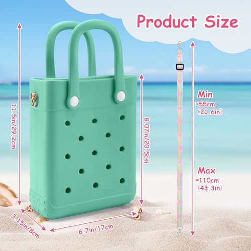 BKFOLIUM Mini Rubber Tote Bag, EVA Beach Tote with 30 Charms, Cute Bag for Little Girl & Women with Adjustable Shoulder Strap - Image 3