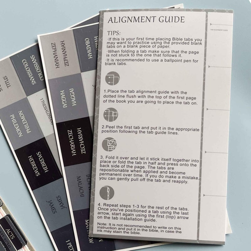 Thinkor Reposition Laminated Bible Tabs, Large Print Stickers, Easy to Read and Apply Bible Tabs for Women and Man (Gray Blue) - Image 3