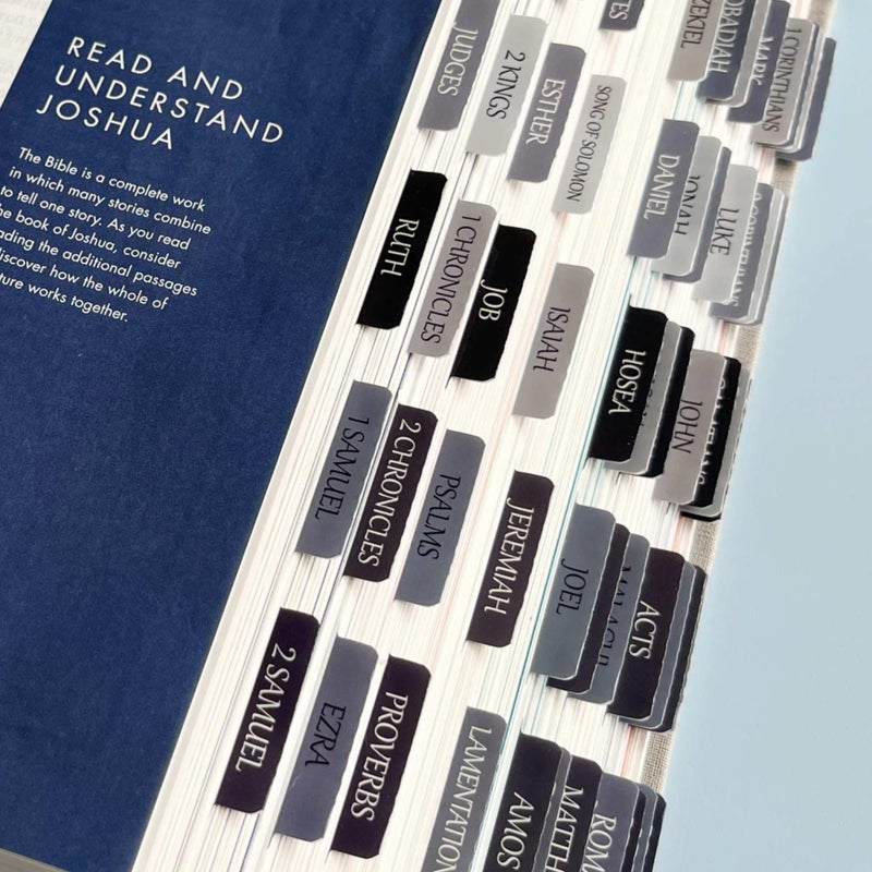 Thinkor Reposition Laminated Bible Tabs, Large Print Stickers, Easy to Read and Apply Bible Tabs for Women and Man (Gray Blue) - Image 4