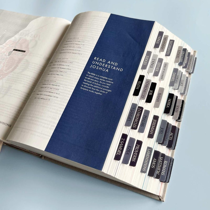 Thinkor Reposition Laminated Bible Tabs, Large Print Stickers, Easy to Read and Apply Bible Tabs for Women and Man (Gray Blue) - Image 2