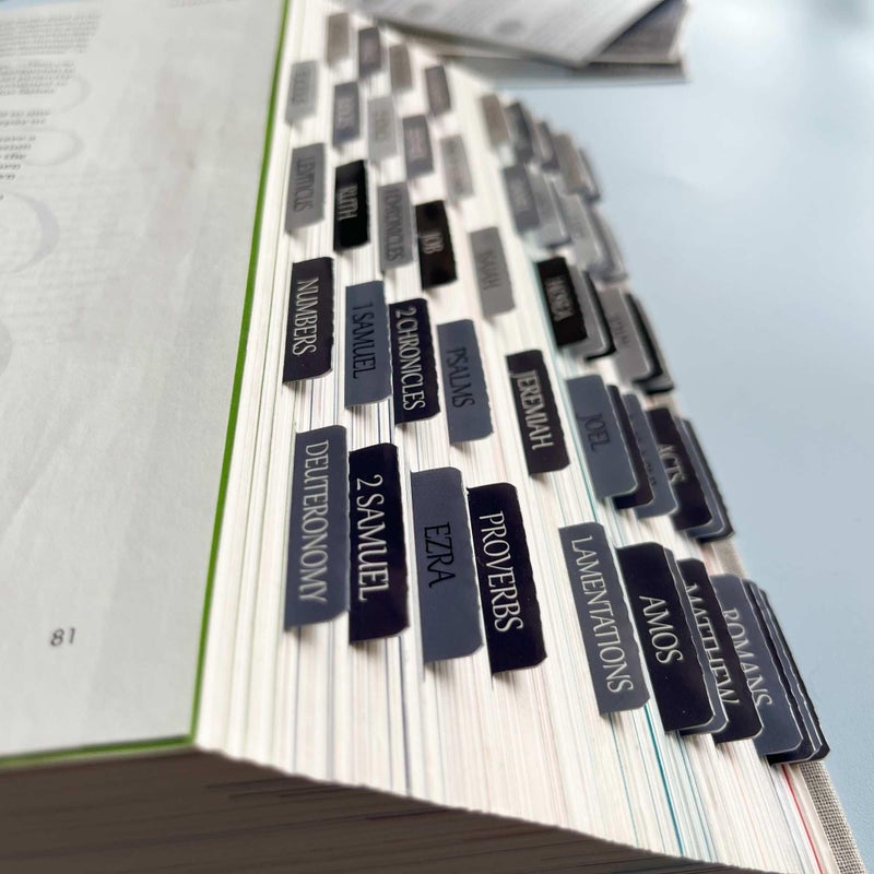 Thinkor Reposition Laminated Bible Tabs, Large Print Stickers, Easy to Read and Apply Bible Tabs for Women and Man (Gray Blue) - Image 5