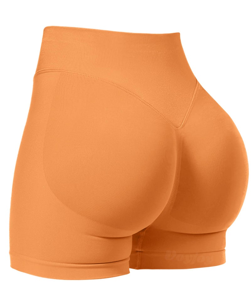 VOYJOY Women Workout Impact Shorts 2.5"/ 3.6"/ 4.5"/ 6" Scrunch Butt Lifting Gym Seamless Booty Biker Shorts Tangerine - Image 1