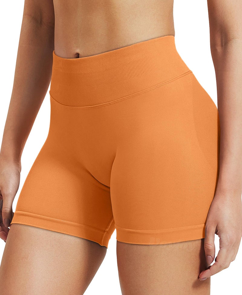 VOYJOY Women Workout Impact Shorts 2.5"/ 3.6"/ 4.5"/ 6" Scrunch Butt Lifting Gym Seamless Booty Biker Shorts Tangerine - Image 3