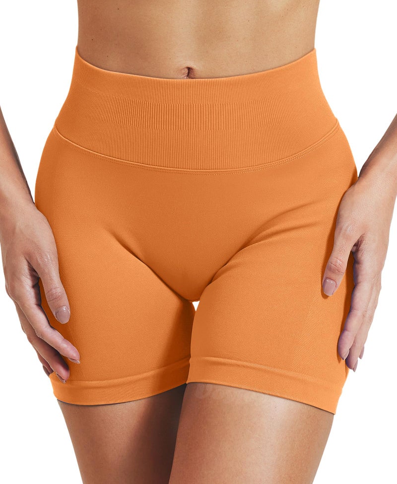 VOYJOY Women Workout Impact Shorts 2.5"/ 3.6"/ 4.5"/ 6" Scrunch Butt Lifting Gym Seamless Booty Biker Shorts Tangerine - Image 4