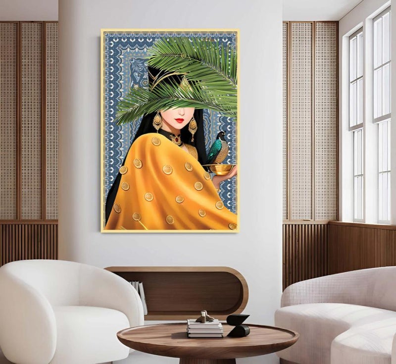 Marktna Canvas painting of an Arab girl design with a hollow frame, size (50×70), one piece - Image 1