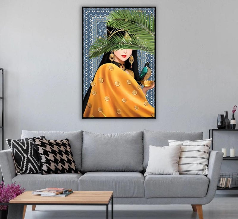 Marktna Canvas painting of an Arab girl design with a hollow frame, size (50×70), one piece - Image 3