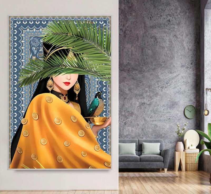 Marktna Canvas painting of an Arab girl design with a hollow frame, size (50×70), one piece - Image 2