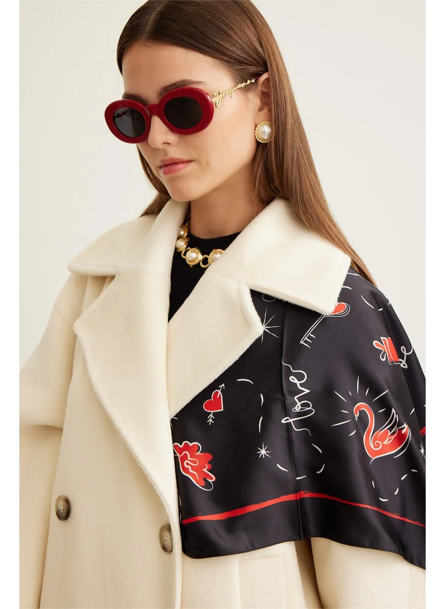 مانوكا Patterned Satin Neck Scarf Amour Black