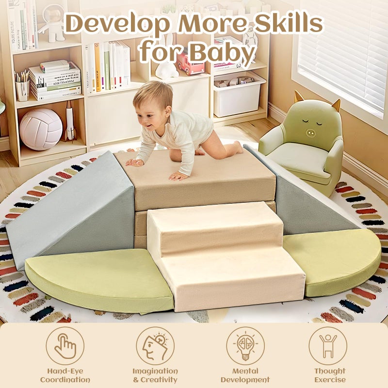 Erament 6-Piece Toddler Climbing Toys Indoor, Foam Climbing Toys for Toddlers, Soft Play Baby Climbing Blocks for Crawling and Sliding, Safe Climbing Play Set Indoor Gym Equipment for Toddler1-3, Infant, Baby - Image 2