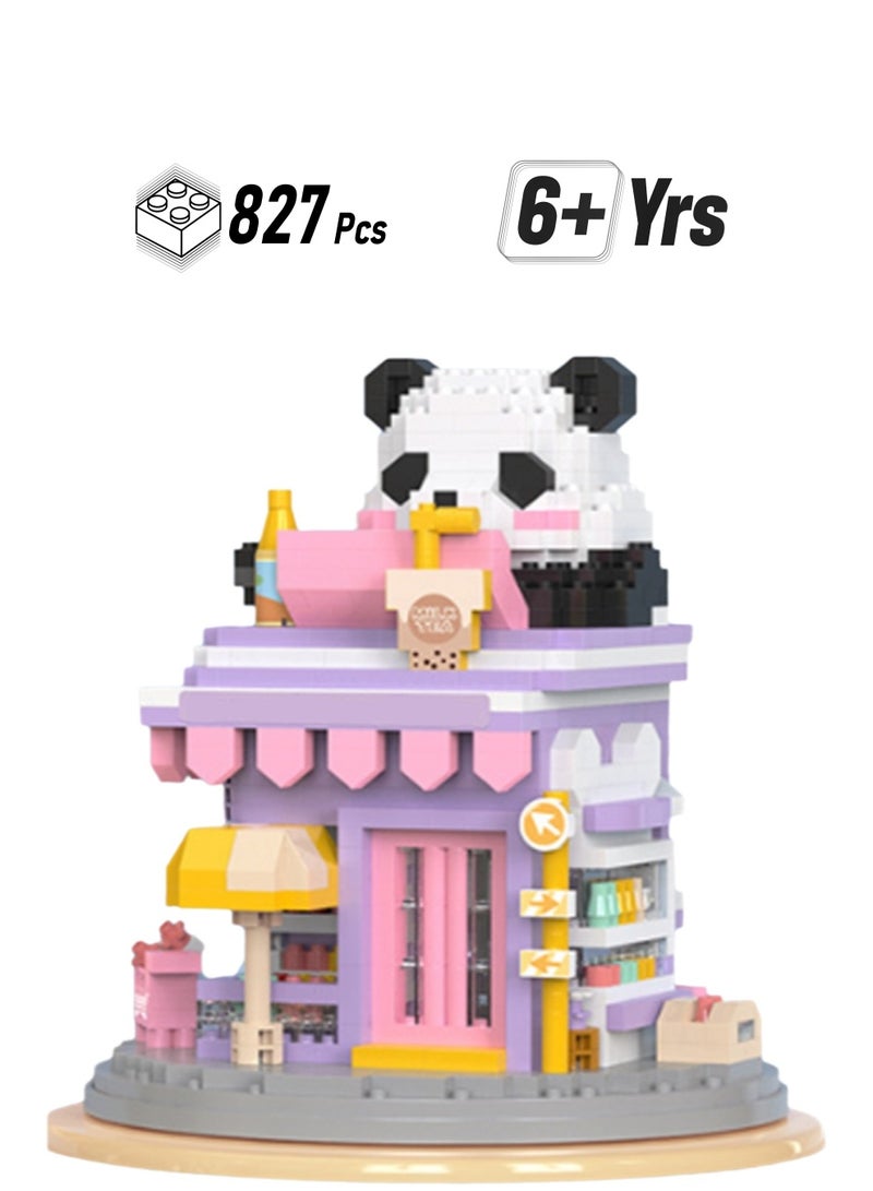 827pcs Panda Convenience Store Building Block Set Gift Friend Gift Suitable For Children Over 6 Years Old Classroom And Home Decoration Building Block Set - Image 1