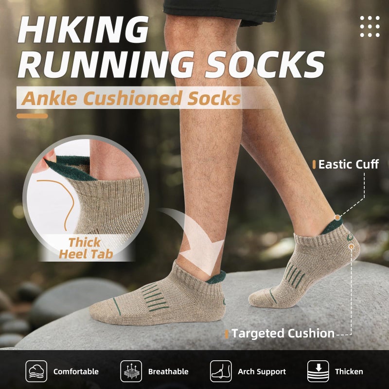 Lapulas Merino Wool Ankle Hiking Running Socks for Men Women Breathable Compression Thick Athletic No Show Socks 6 Pairs - Image 4