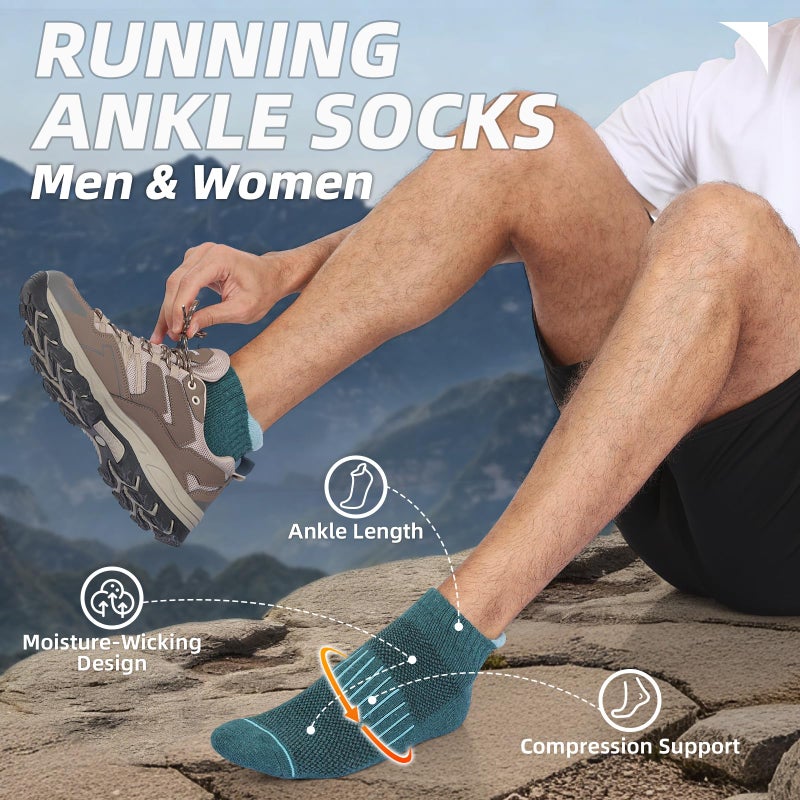 Lapulas Merino Wool Ankle Hiking Running Socks for Men Women Breathable Compression Thick Athletic No Show Socks 6 Pairs - Image 3