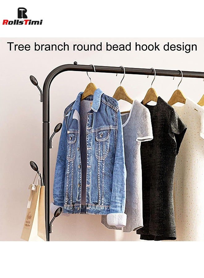 RollsTimi  Multi Purpose Metal Coat Hanger, Clothes Rack, Space Saving Storage Organizer, Stylish Coat Rack, Garment Rack for Bedroom, Living Room,Black - Image 3