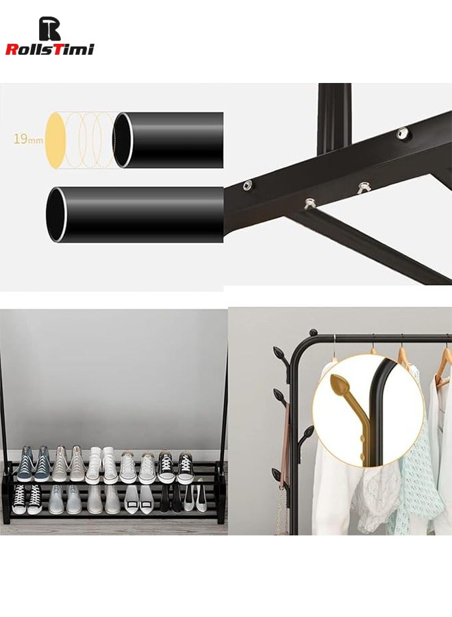 RollsTimi  Multi Purpose Metal Coat Hanger, Clothes Rack, Space Saving Storage Organizer, Stylish Coat Rack, Garment Rack for Bedroom, Living Room,Black - Image 4