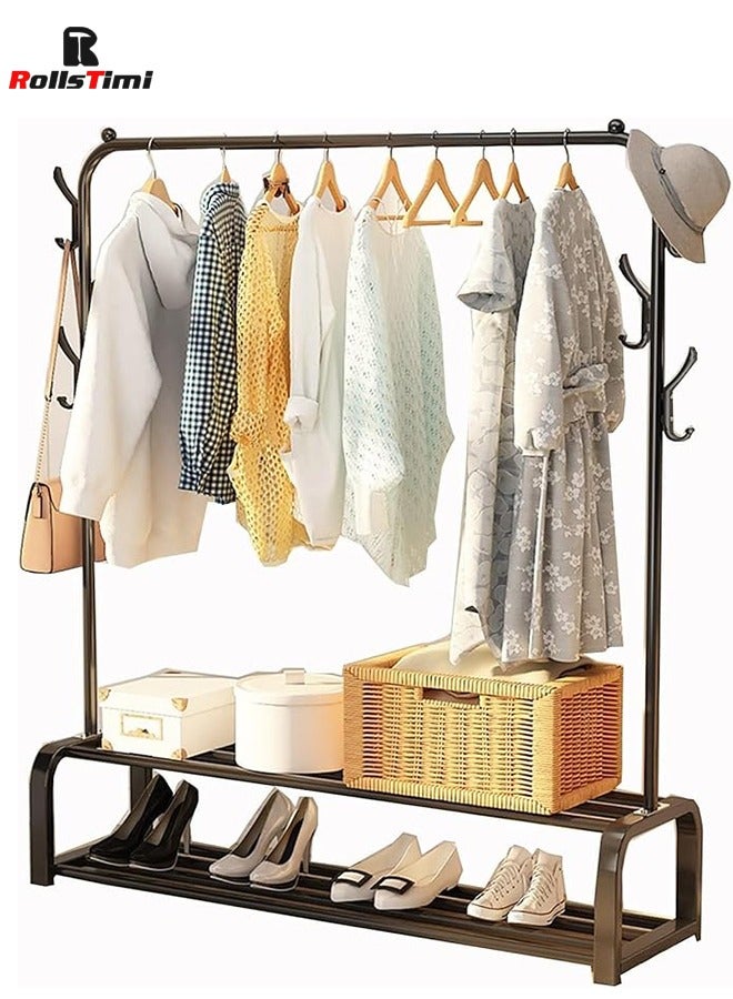 RollsTimi  Multi Purpose Metal Coat Hanger, Clothes Rack, Space Saving Storage Organizer, Stylish Coat Rack, Garment Rack for Bedroom, Living Room,Black - Image 5
