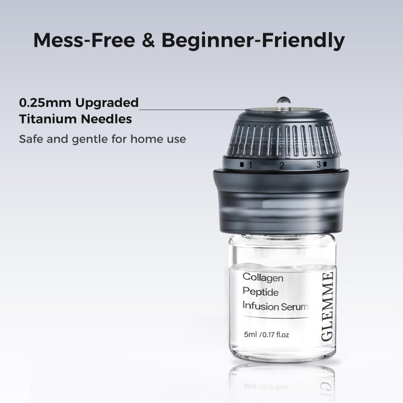 Glemme Micro Infusion System for Face & Neck, Titanium Needle Cosmetic Stamp Hydra Microneedling Serum - Peptides & Hyaluronic Acid Serum for All Skin Types, 0.25mm Home Infusion Set - Image 2
